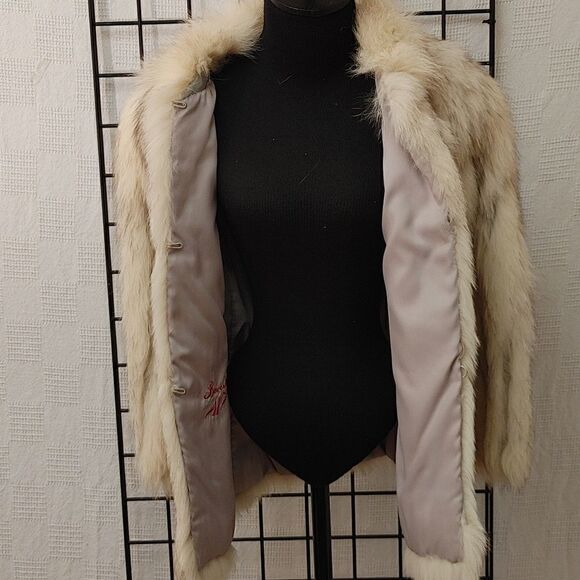 VINTAGE 80'S BLUE FOX SHORT FUR COAT. - Picture 6 of 10